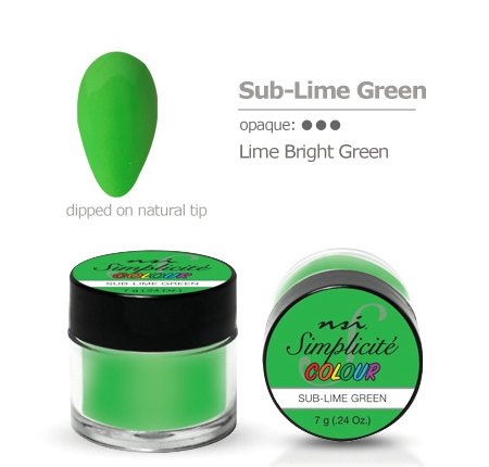 Dip nails manicure powder color swatch Sub lime bright green