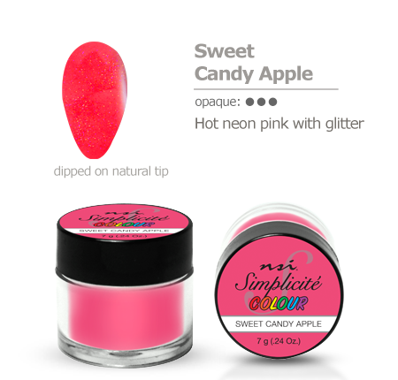 Dip Powder manicure Colored Acrylic Powders color swatch sweet candy apple hot neon pink with glitter